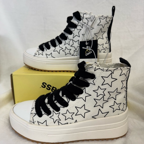 Target Other - Art Class Kids Blakely High-Top Side Zip Fashion Sneakers White Stars - Size 1